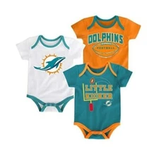 Miami Dolphins Outerstuff Infant NFL 3 Points 3 Piece Bodysuit Set (6/9 Months)