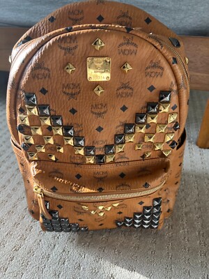 MCM Studs Backpack Rucksack Logogram MMK5SVE18CO001 Cognac