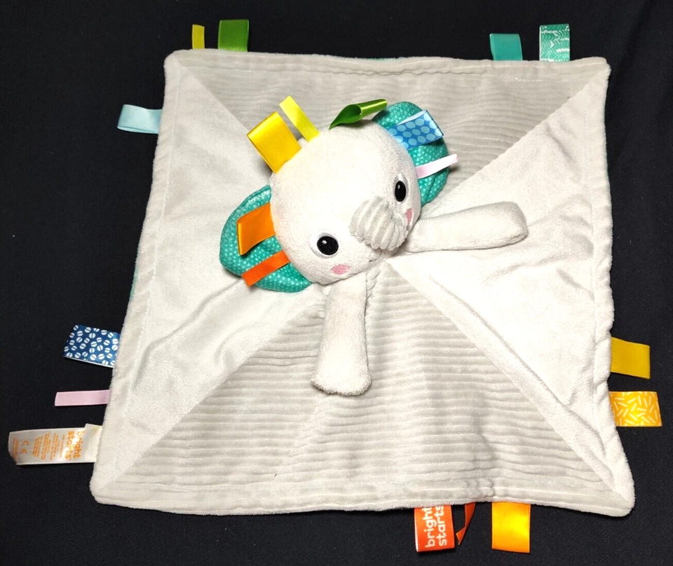 Taggies Bright Starts Elefante Bebé Manta de Seguridad Lovey Acanalada Hojas Verdes Foto 4 de 4
