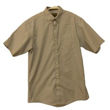 Eddie Bauer shirt mens S Small blue stripe wrinkle resistant relaxed fit button