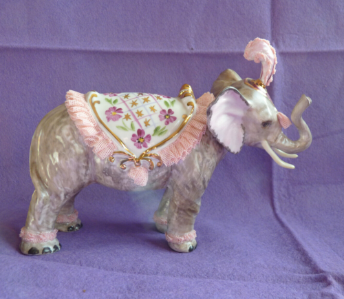 Rare Vintage Irish Dresden Elephant Circus Pink Volkstedt MZ 13.5cm Mum