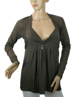 Roberta Scarpa Italy Women's Brown Top Long Sleeve Size 10 Retail $465