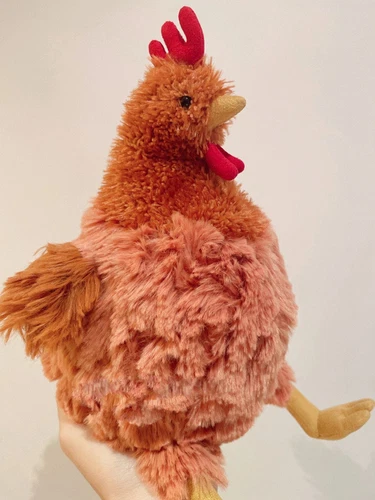 Hahn Plüschtier Kücken Stofftier Kuscheltier Huhn sitzend Höhe 23 cm Braun Neu - Bild 6 von 6