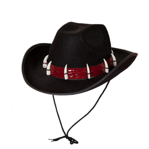 Australian Black Crocodile Dundee Teeth Cowboy Hat Fancy Dress opt Knife - Picture 1 of 2