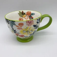Potter Studio Pedestal Coffee Cup Mug Flowers Botanical  Garden Butterfly