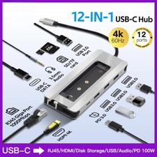 12 in 1 Type-C Hub Docking Station M.2 SSD Enclosure Function SD TF Card PD 100W
