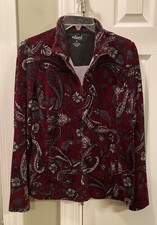 Women  s Relaxed by Charter Club Red Paisley Jacket Size M