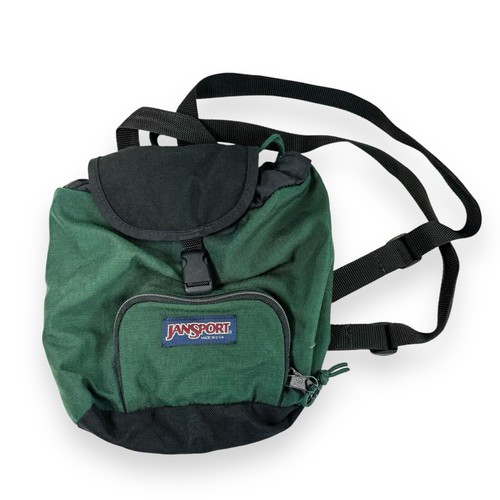 Jansport USA Made Mini Backpack 90s Bag Logo Green Rucksack Drawstring ...