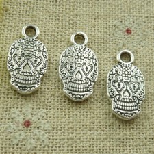 Free Ship 170 pcs tibetan silver skull charms 17x9mm L-4726