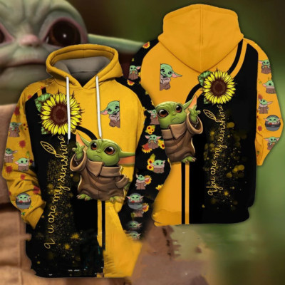 Yoda Sunflowers You Are My Sunshine 3D Print Hoodie, Unisex Hoodie For Fans