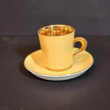 figgjo flint norway Yellow With Gold Inside Espresso Cup And Saucer
