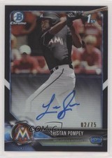 2018 Bowman Draft Chrome Pick Black Refractor 2/75 Tristan Pompey Auto 0c6