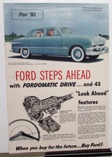 1951 Ford Car Fordomatic Drive Color Sales Folder Xl Original
