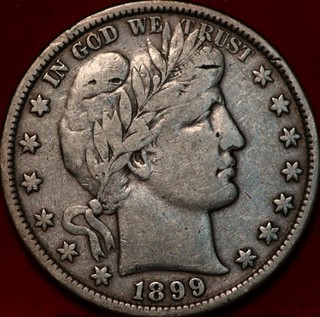 1899 Philadelphia Mint Silver Barber Half Dollar