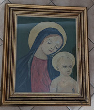 QUADRO MADONNA CON BAMBINO ORIGINALE A.NOTO CORNICE LEGNO DORATO 63x53x5,5 cm