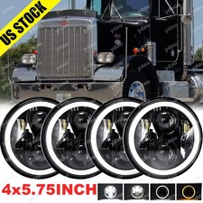 4pcs 5-34 5.75 Upgraded Led Round Headlights Hilo Beam For Peterbilt 348 359