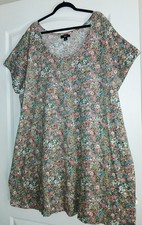 ELLOS 30/32 Multicolor Floral A-Line Dress Knee Length Short Sleeve Stretchy