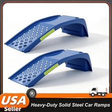 2pcs Heavy Duty Solid Steel Car Ramps 9 High Lift Service Ramps For Oil Changes