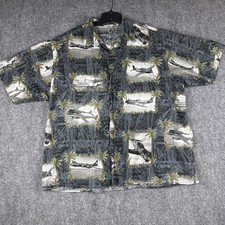 Vtg HWY 1 Men’s 2XLT Hawaiian Shirt Made in USA WWII Warbirds Planes All Over