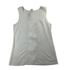 Women’s Mod-O-Doe White Cotton Sleeve Less Shirt - Size L