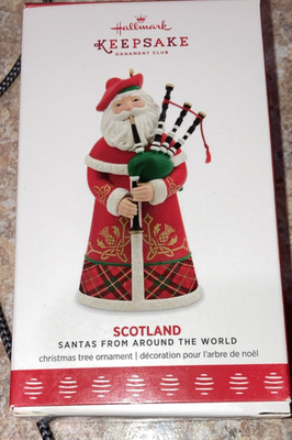 Hallmark Keepsake Ornament Club Scotland Santa Christmas Ornament, Hanging, Red