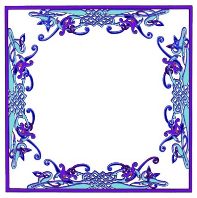 Celtic Knot Frame in Purple and Aqua Blue Counted Cross Stitch Pattern