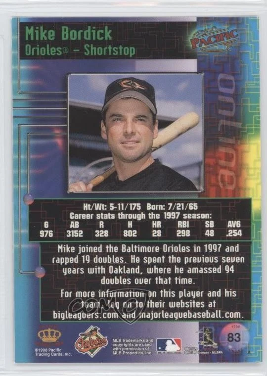 1998 Pacific Online Mike Bordick #83 - Image 2 of 2