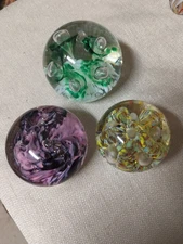 3 Glass Paperweights  