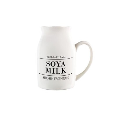 Minimalistisches Sojamilchkännchen - Schwarz-Weiß Dekor kleines Porzellan Milchkännchen Kännchen