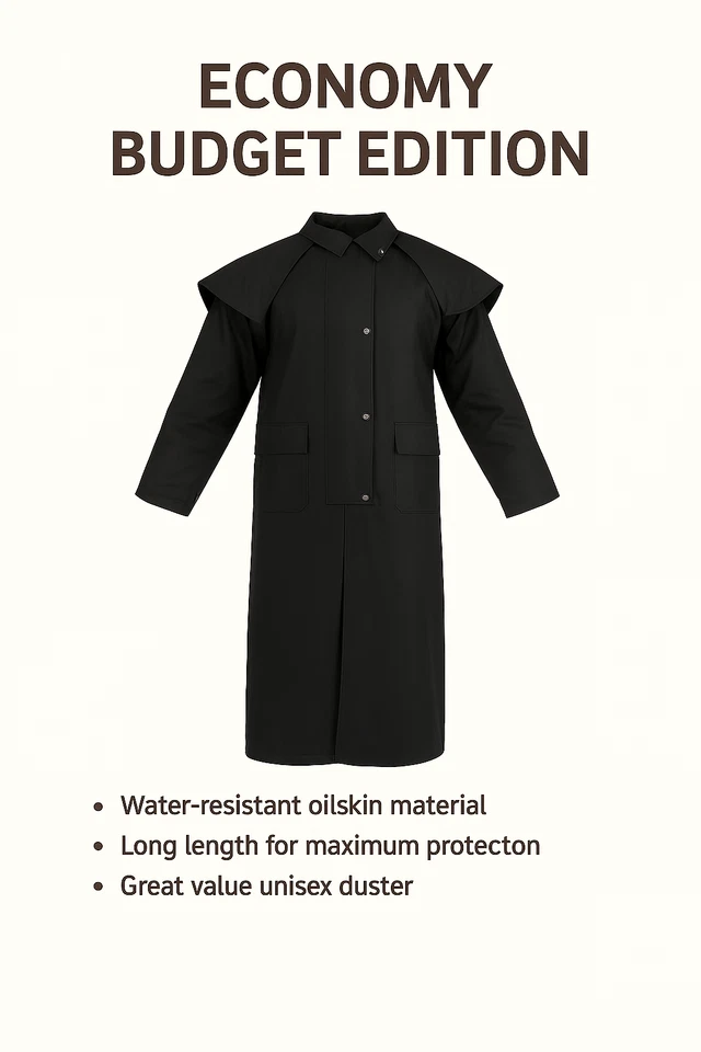 Unisex Western Oilskin Duster Coat | Waterproof Jacket – Economy Budget Edition - Image 2 of 4
