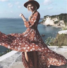 Spell And The Gypsy Dress Gypsy Dancer Maxi Gown Size S Floral Maple Long Sleeve