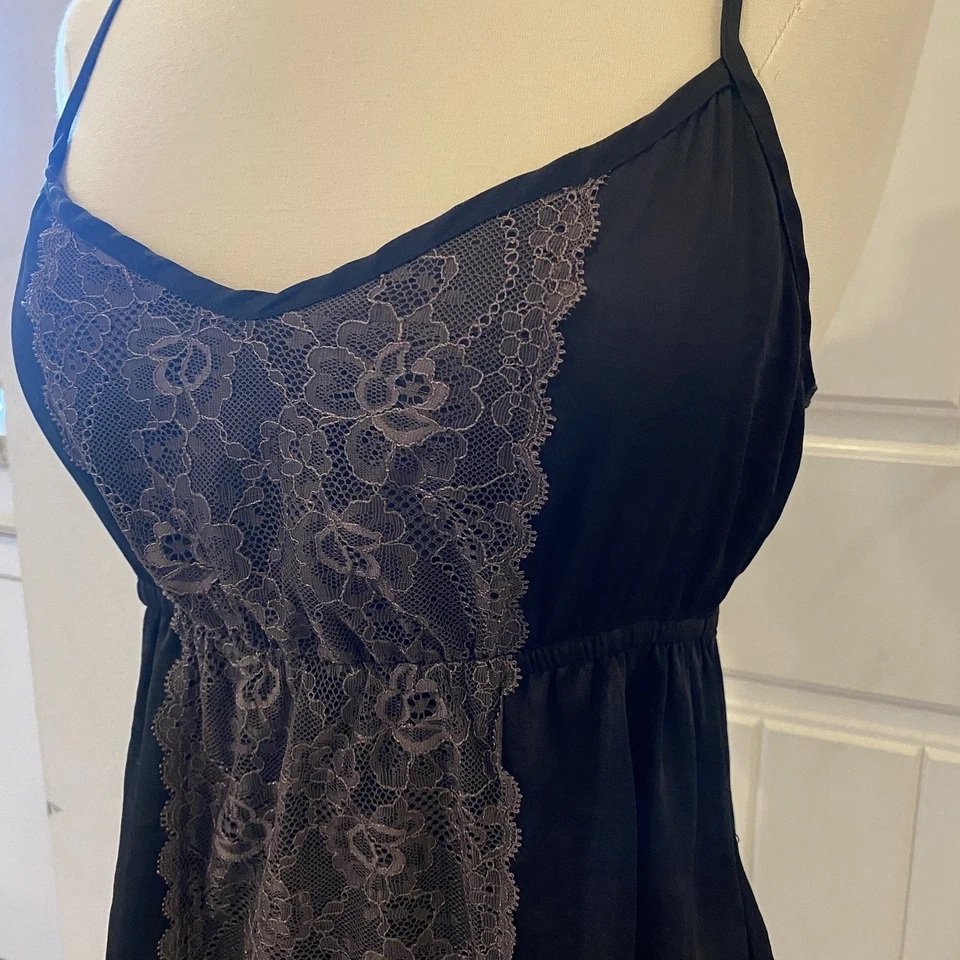 Kirra Y2K Bebé Muñeca Tanque Encaje Correa Espagueti Negro Marrón Encaje Talla Mediana Foto 3 de 4