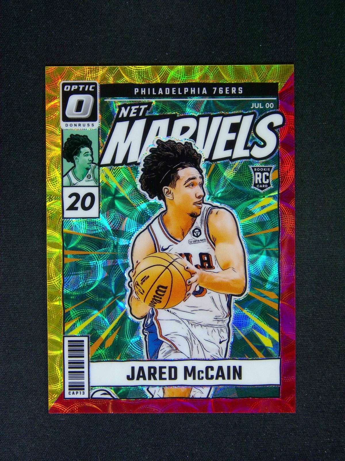 2024-25 Panini Donruss Optic Jared McCain #23 RC Net Marvels Red Gold Scope /99