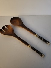 Olive Wood Salad Servers With Bone Inlay