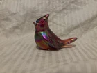 Vintage Fenton Ruby Cardinal Bird Iridescent Carnival Glass Figurine Glows