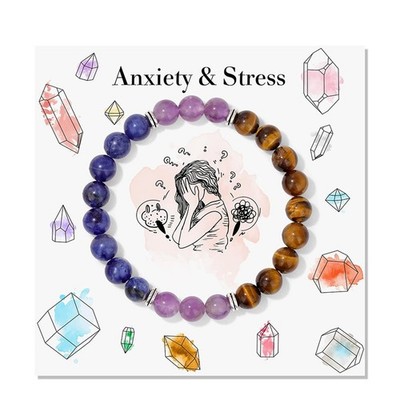 Anxiety Bracelet for Women Healing Fidget Bracelet with Tiger Eye Amethyst Pink