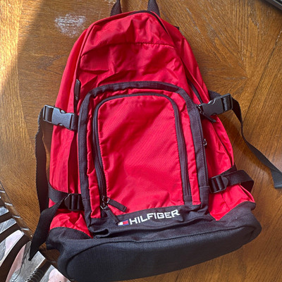 Tommy Hilfiger Red/Black Backpack Zip & Buckle Closure Padded Adjustable Straps