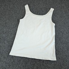 Soma Women Tank Top XL Nylon Spandex Cream White Layering Scoop Neck Made in USA