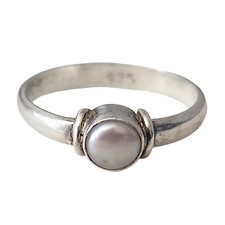 Vtg Dainty Sterling Silver Pink Pearl Ring Sz 6