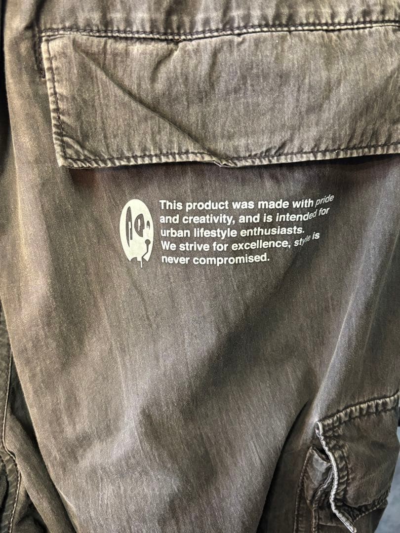 Aape A BATHING APE Cotton Nylon Wide Cargo Pants Faded Black L Waist 80cm thumbnail 8