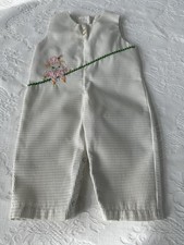 Vintage 1970 Girls 12-18 Mo White Pique Romper W Appliqu