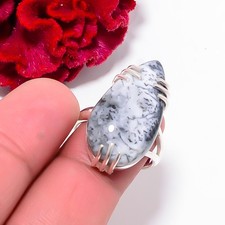 Dendritic Agate - Brazil Gemstone 925 Sterling Silver Ring S.8 R102526