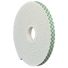 3M 4004 Double-Sided Foam Tape, 1 In W, 5 Yd L, 1/4 In, Polyurethane Foam,