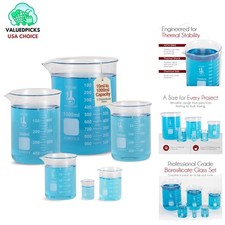 Precision 6-Piece Beaker Set in Borosilicate Glass - Ideal for Experiments