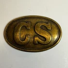 Civil War Confederate CS Oval Belt Buckle Brass Tone Reproduction (read desc)