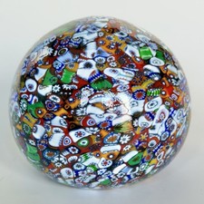 Murano Large Millefiori Scramble Paperweight 3.2 Inch