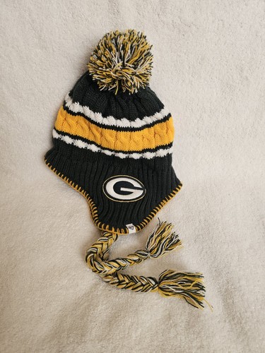 47Brand Forty Seven Green Bay Packers NFL Tassel Warn Lined Winter Knit Earflaps - Picture 1 of 8
