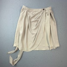 Vintage Galliano Skirt Womens 32 Beige Wrap Tie Drape Italy Luxury Designer