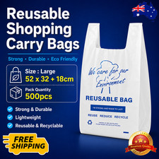 Large 500pcs Reusable Shopping Carry Bags Grocery Heavy Duty 37µm