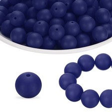 40Pcs Silicone Beads 15mm Silicone Beads Bulk for Pens Loose Round Navy Blue